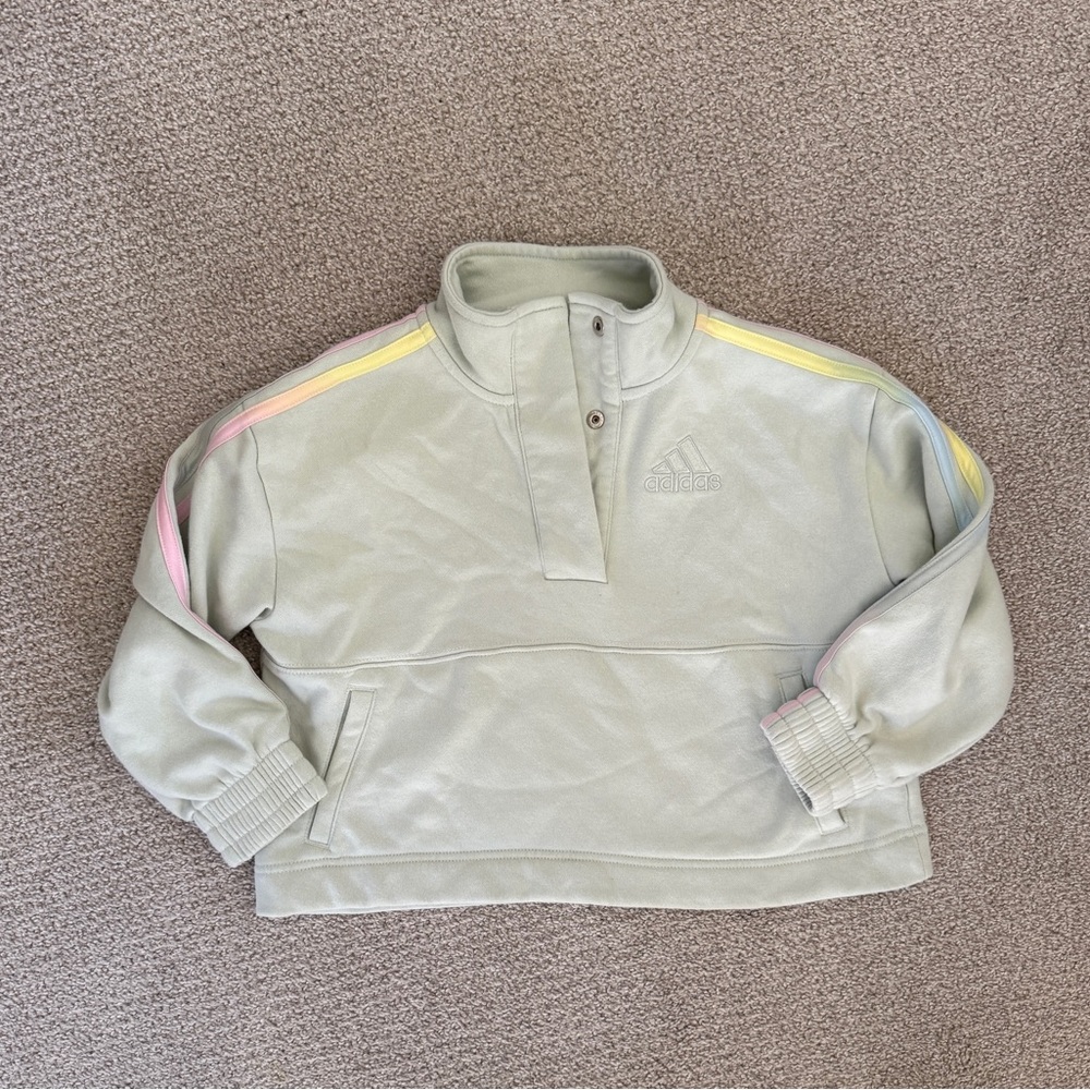 kids 6X Adidas Loose Fit Light Gray Top
